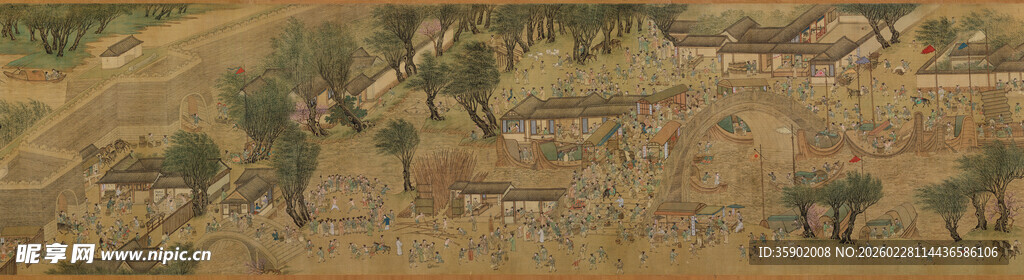 仇英作品广袤田野景观