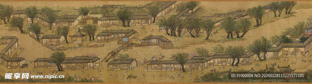 仇英作品广袤田野景观