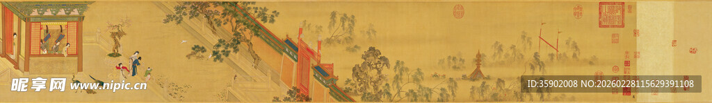 仇英作品古代书法作品局部