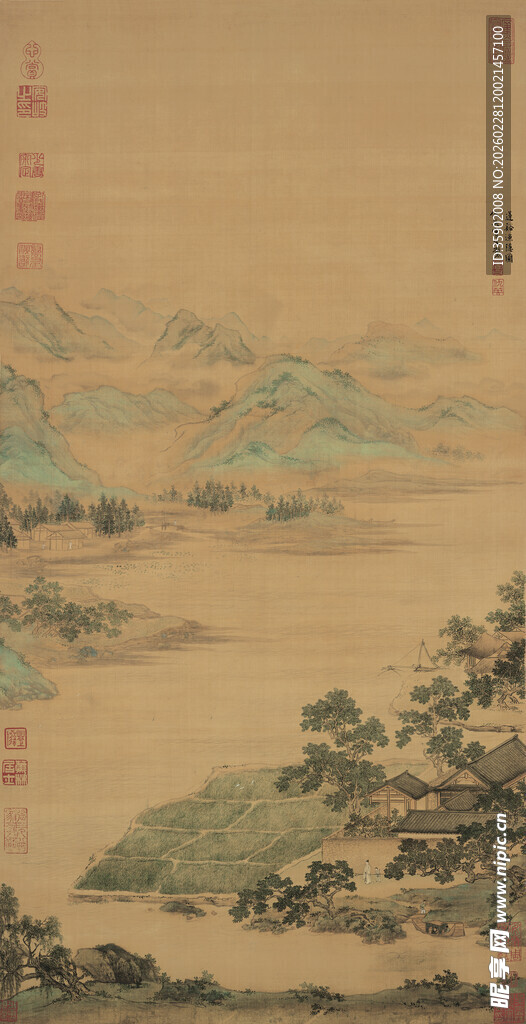 仇英作品山水国画风景图