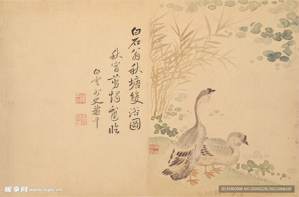 恽寿平古画中的禽鸟与草木