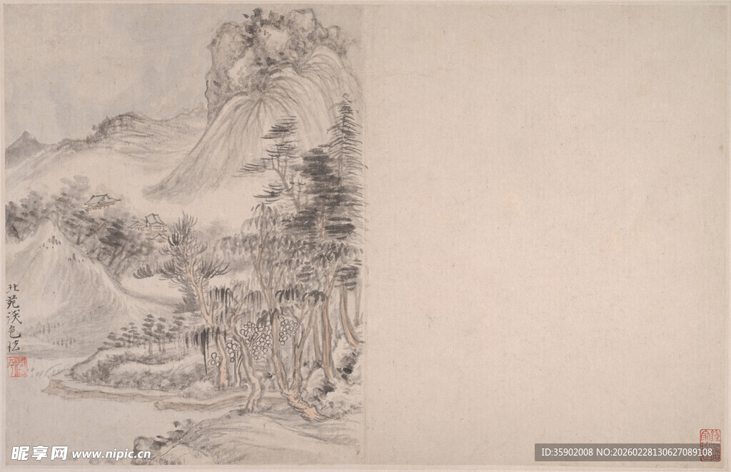 恽寿平水墨山水图