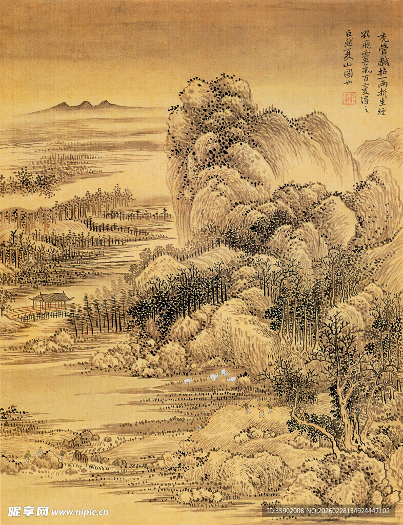 恽寿平古代山水风景图