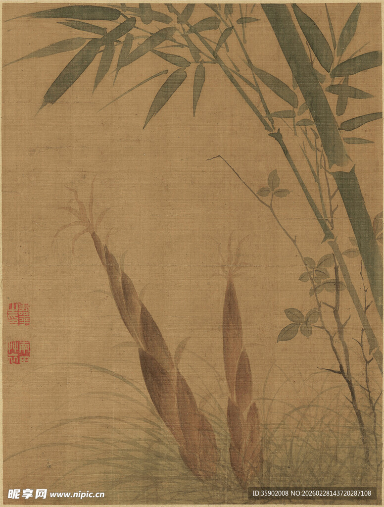 恽寿平古画中的翠竹与草