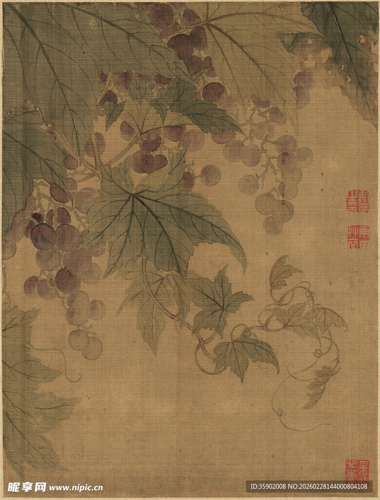 恽寿平古画藤蔓图