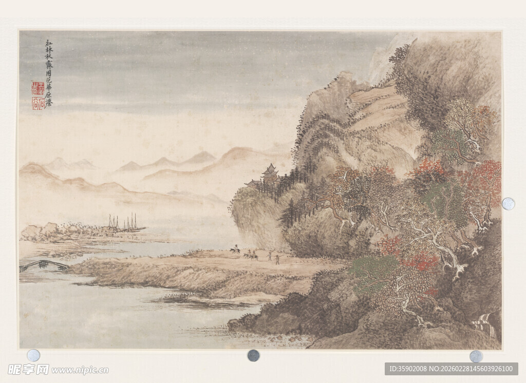 恽寿平水墨山水国画风景图