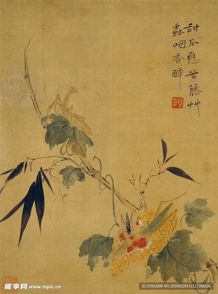 恽寿平水墨花卉图