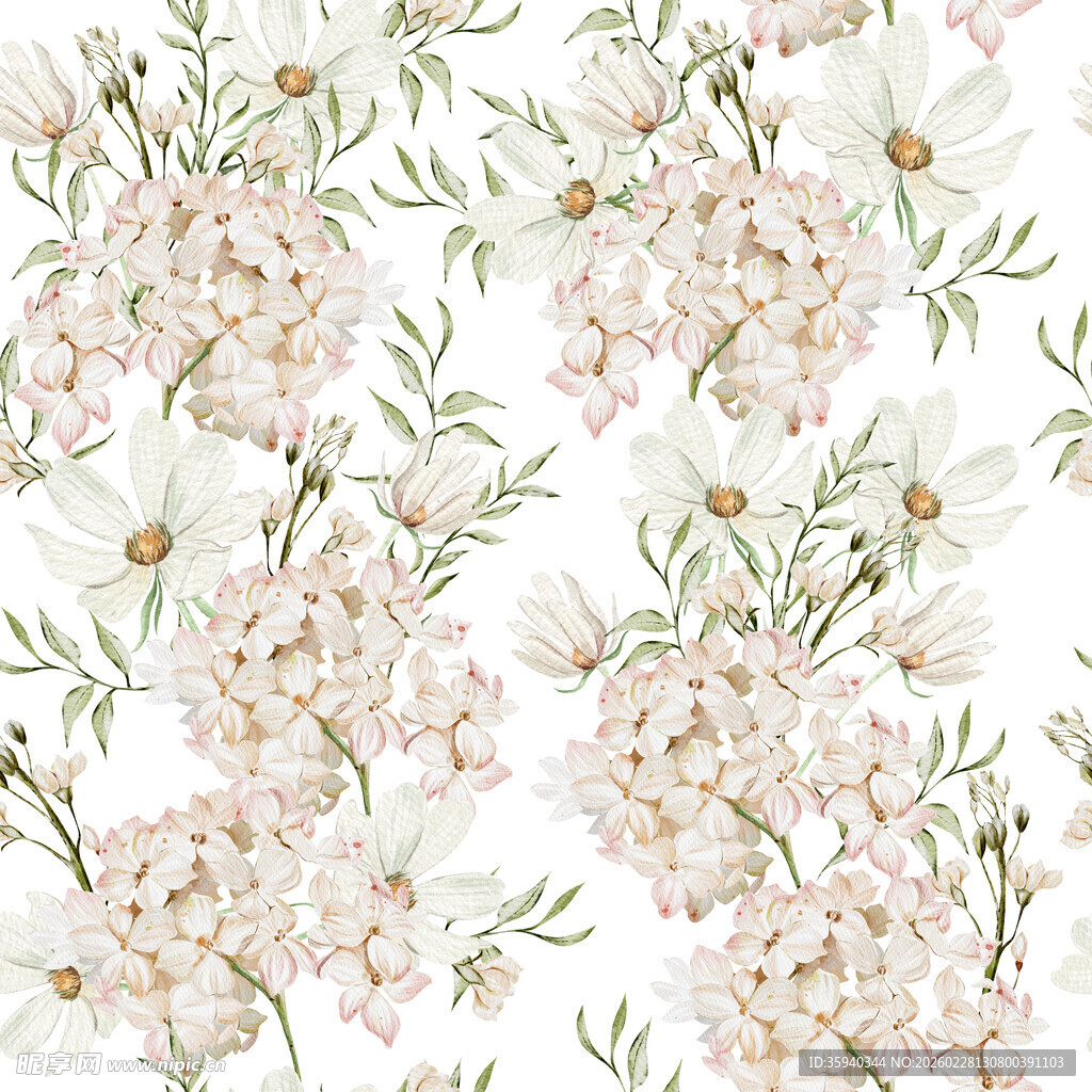 淡雅花卉图案无缝循环