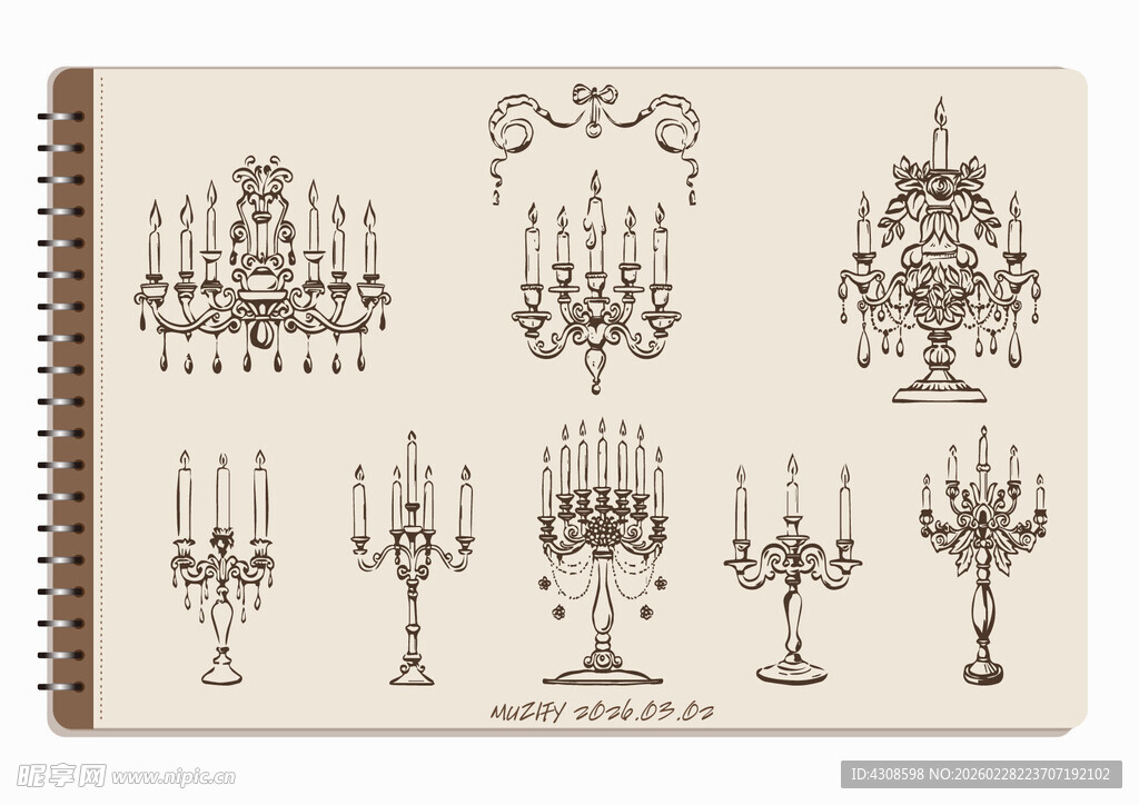 线圈本 12款入烛台手绘稿