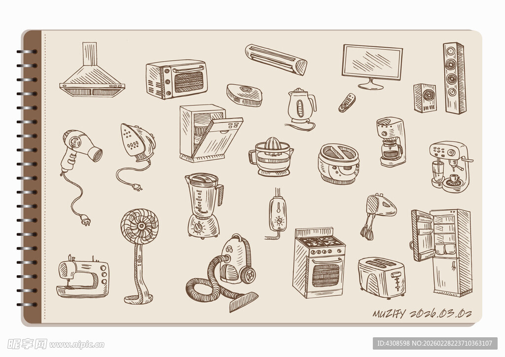 线圈本 23款入家居用品手绘稿