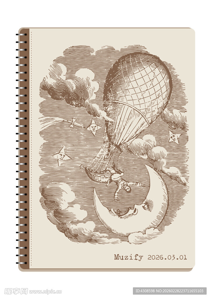 线圈本 复古人物雕版插画