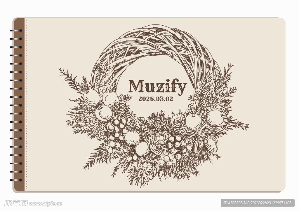 线圈本 复古植物花环