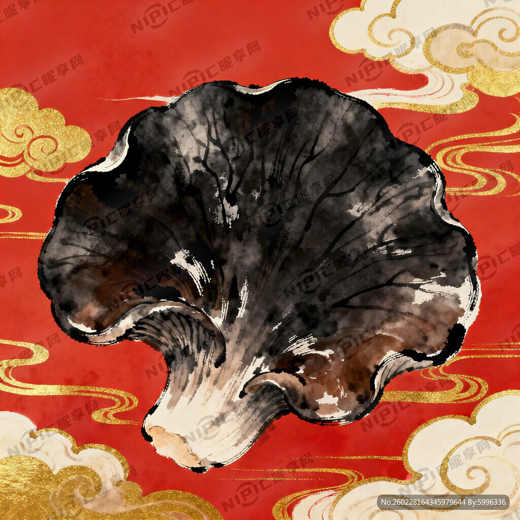 黑木耳插画 国风插画 国潮木耳