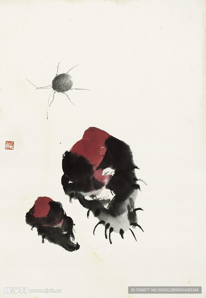 齐白石水墨风动物艺术画作