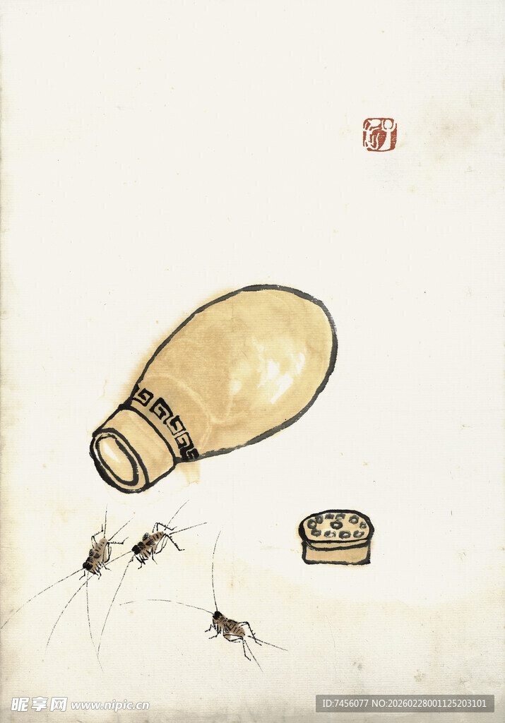 破碎灯泡旁的几只小虫