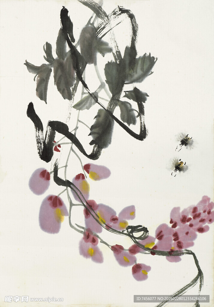 齐白石水墨花卉图