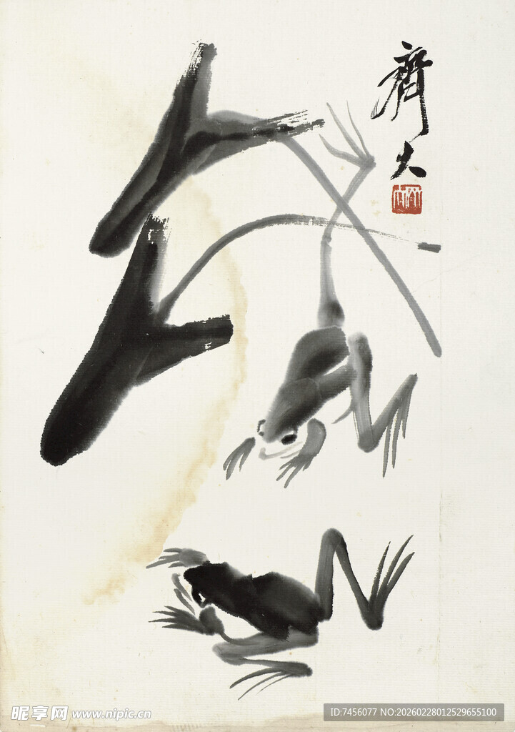 齐白石水墨青蛙图