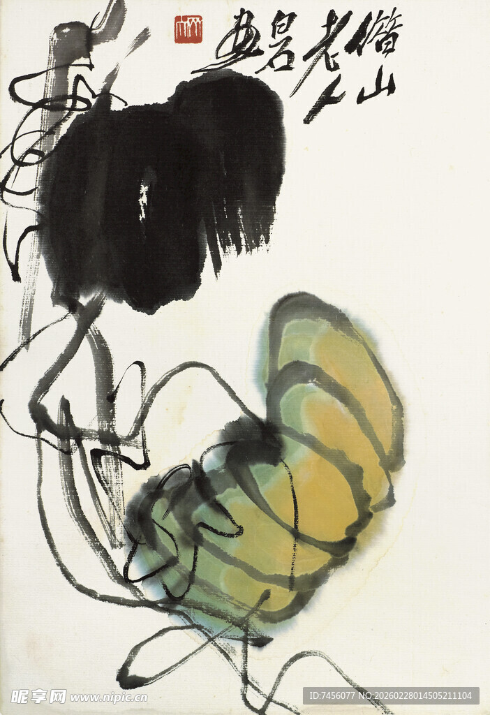 齐白石水墨写意昆虫画作