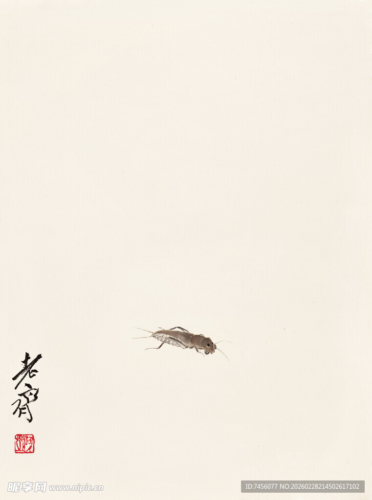 齐白石水墨飞鸟图