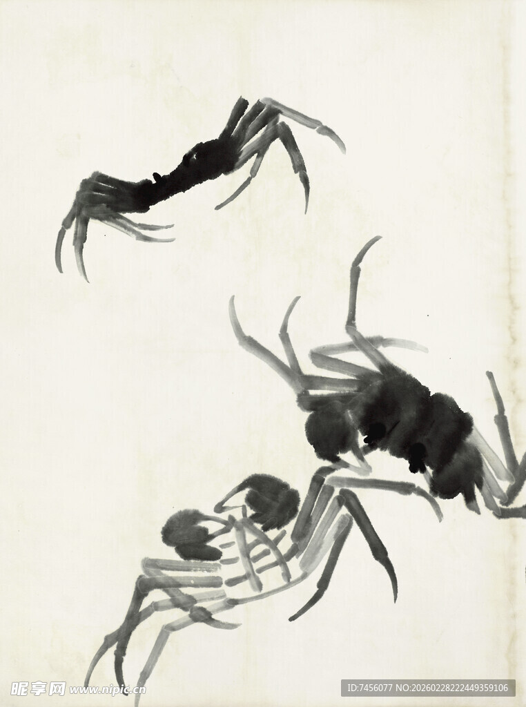 齐白石水墨绘螃蟹图