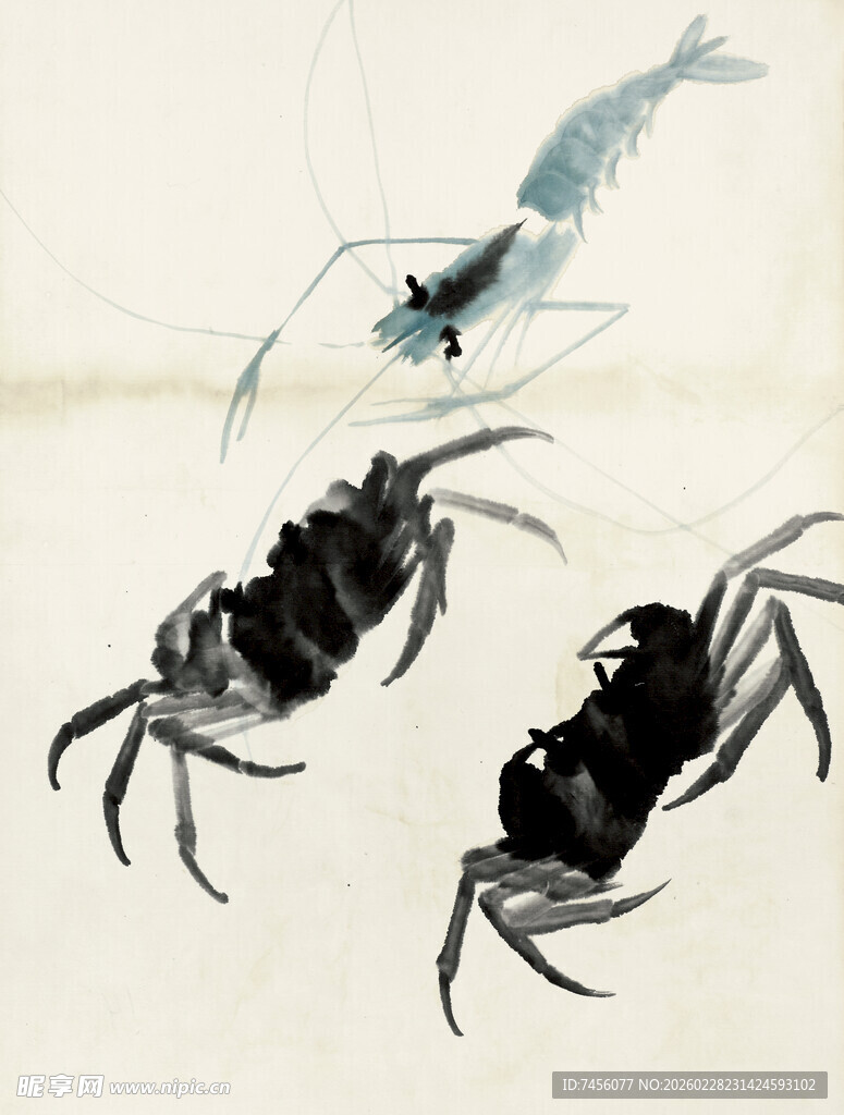 齐白石水墨绘虾蟹
