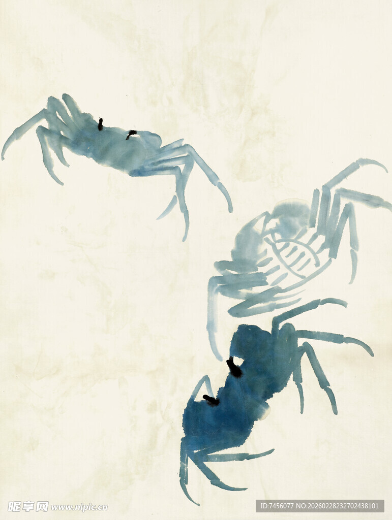 齐白石水墨风螃蟹图