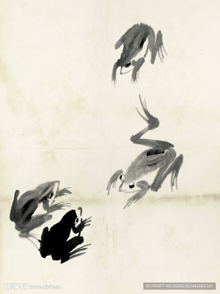 齐白石水墨青蛙图