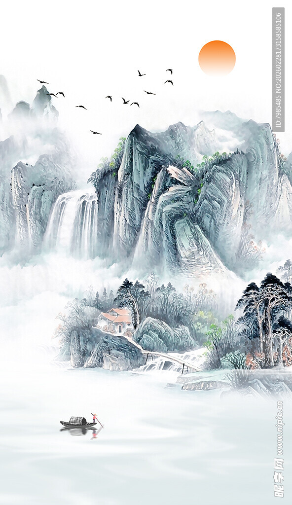 水墨山水间的诗意画卷