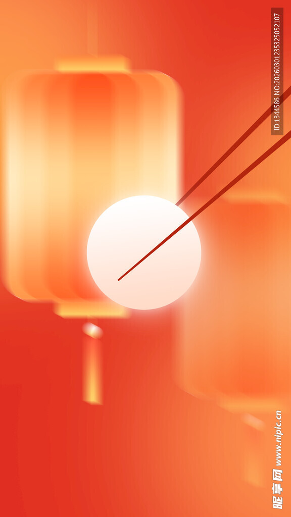 红灯笼与筷子的中式画面