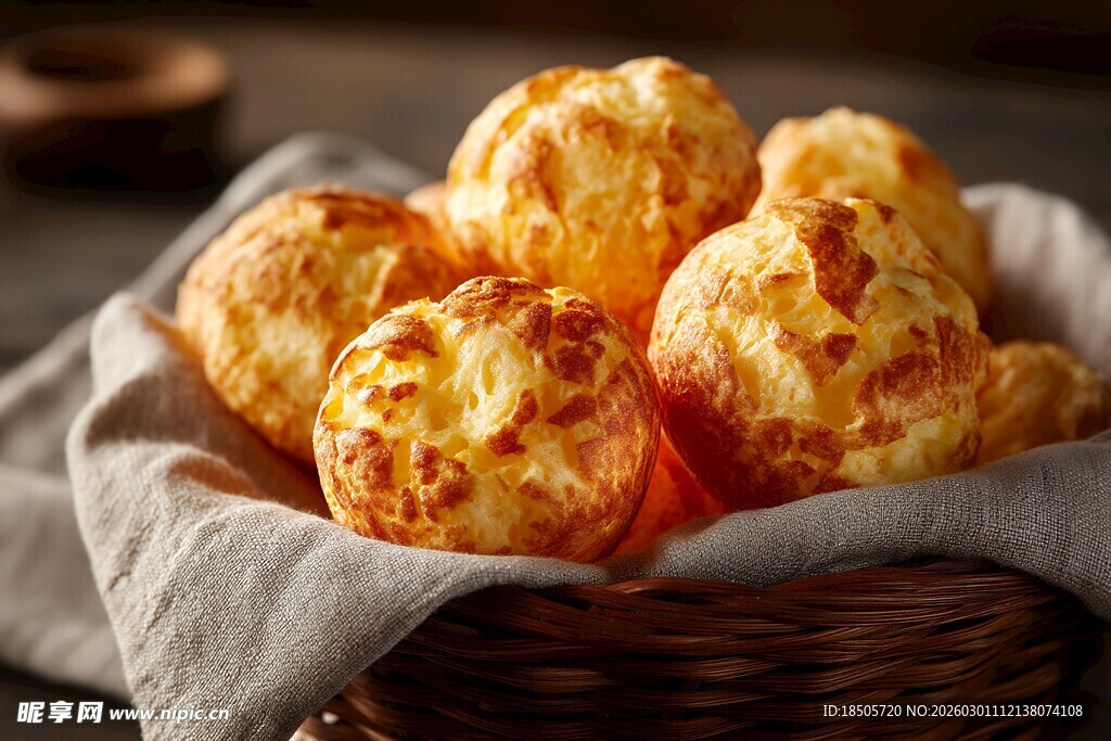 篮子里的美味芝士面包球