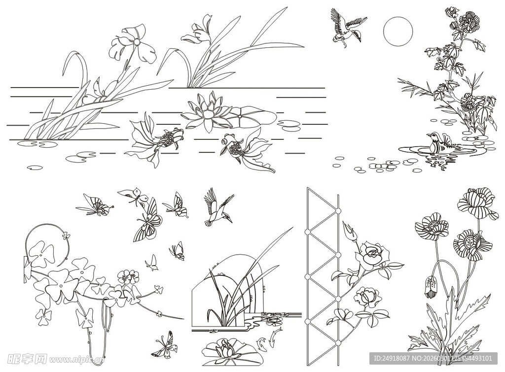 矢量线条画 艺术线条插画