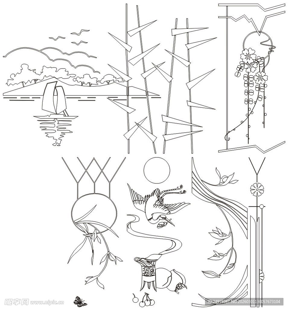 矢量线条画 艺术插画设计