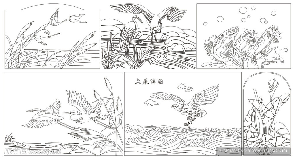 装饰线条图案  矢量线条画