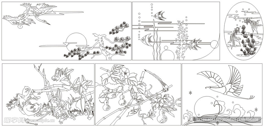 装饰线条图案 矢量线条画