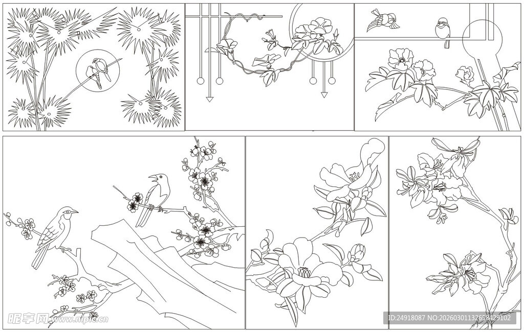 装饰线条图案 矢量线条画