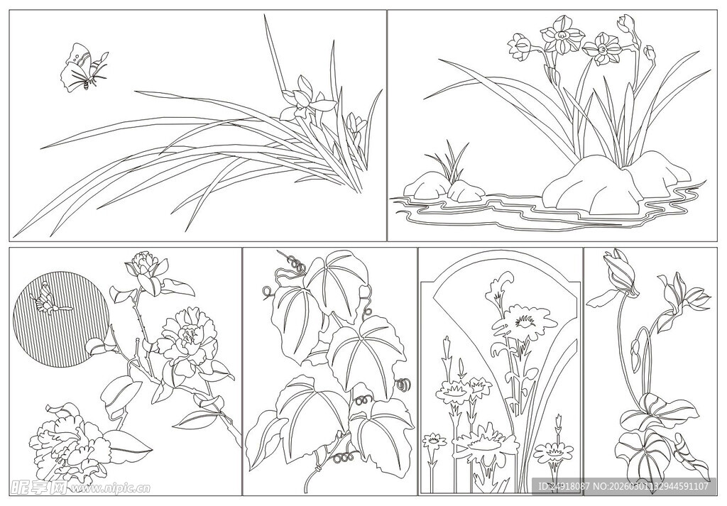 装饰线条图案 矢量线条画