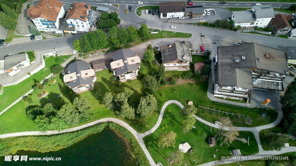 俯瞰美丽城镇景观