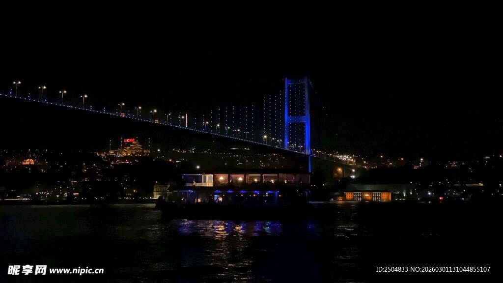 夜晚跨海大桥绚丽夜景