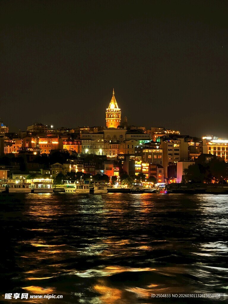 伊斯坦布尔夜景中的璀璨建筑