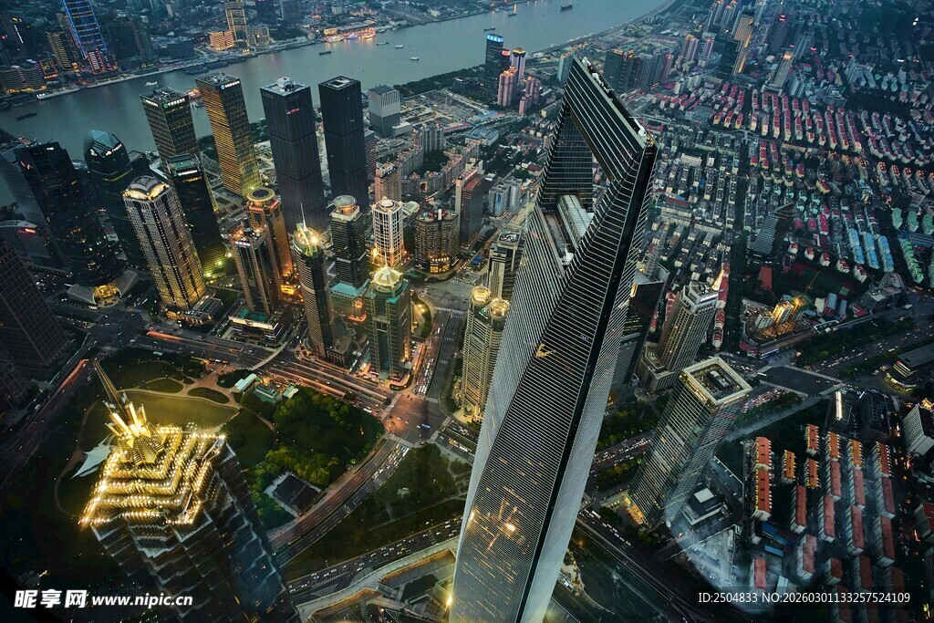 上海城市夜景俯瞰图