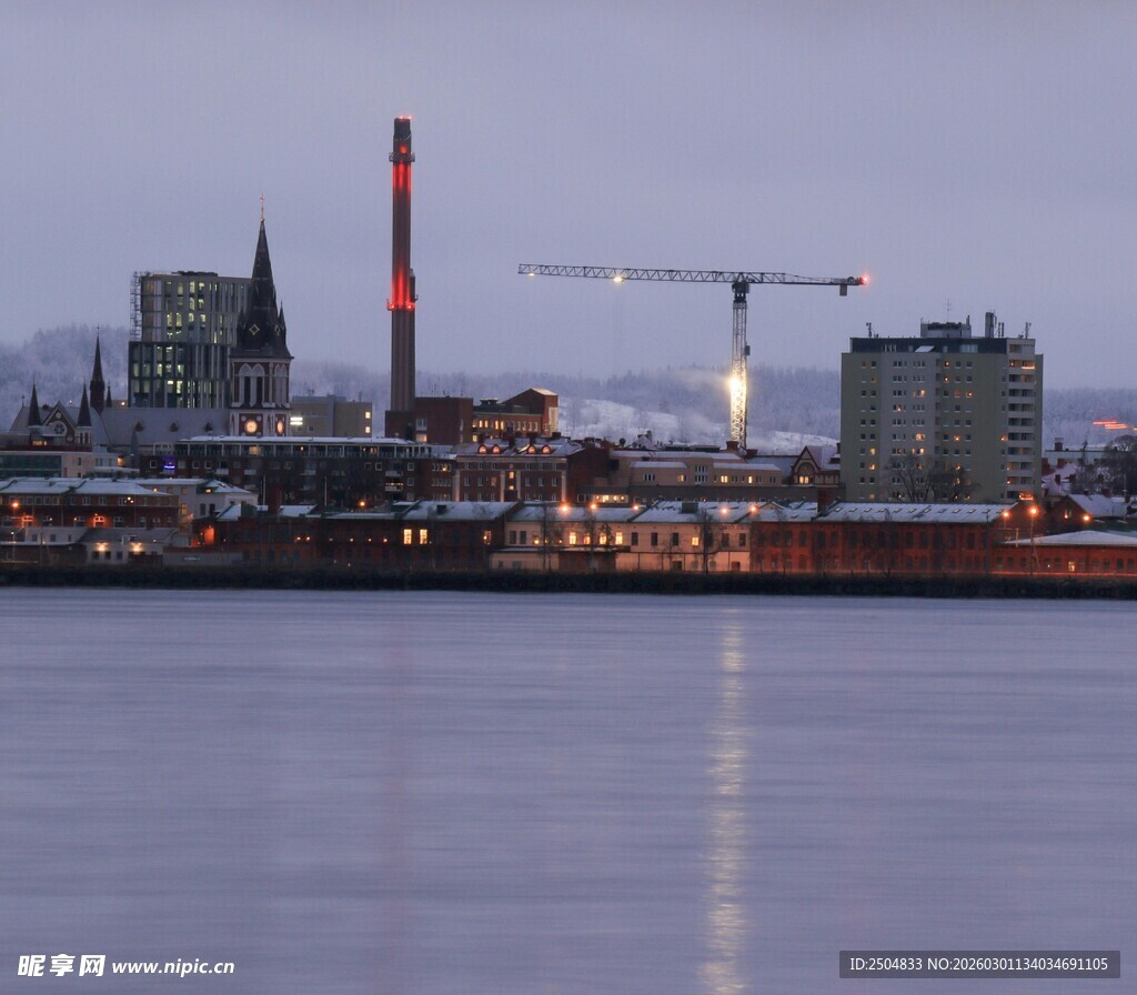 城市滨水夜景与建筑景观