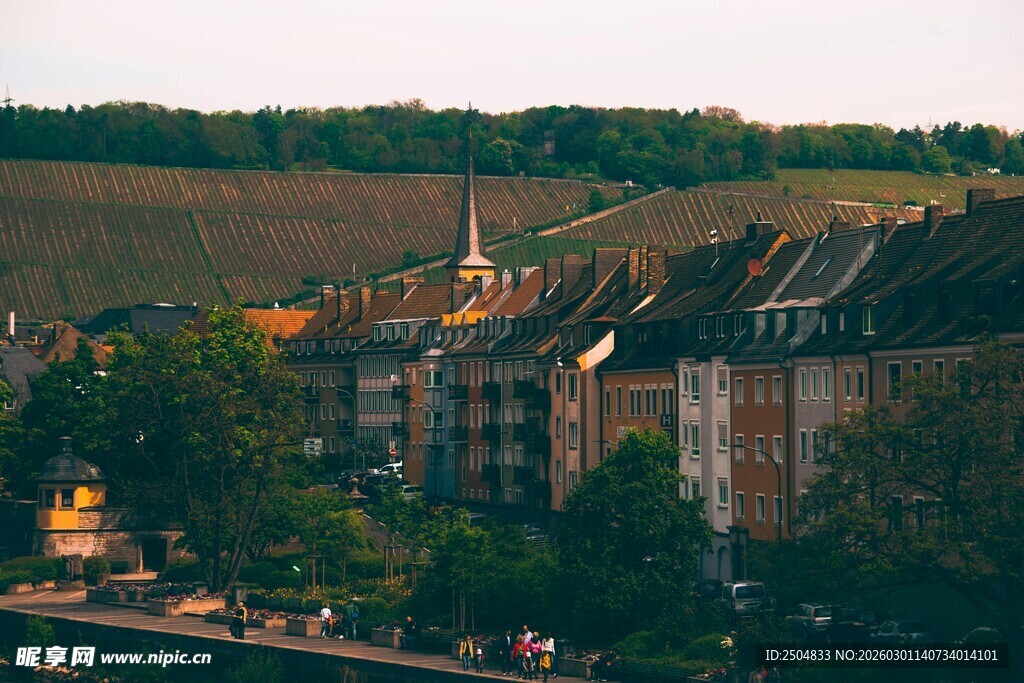 小镇黄昏风貌景观