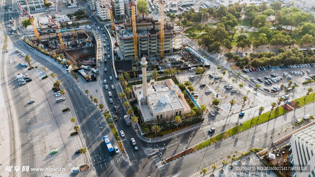 城市道路与建筑鸟瞰图