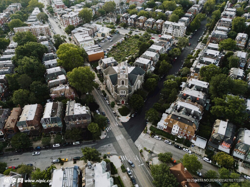 俯瞰城市住宅区景象