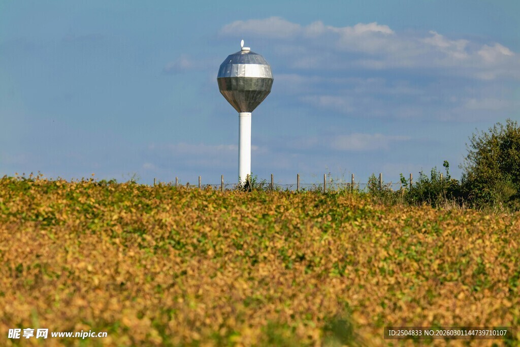 田野中的高耸水塔
