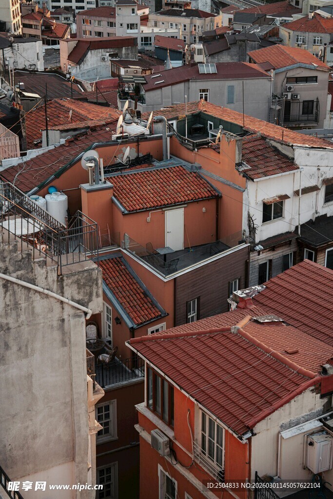 城市红顶建筑俯瞰景象