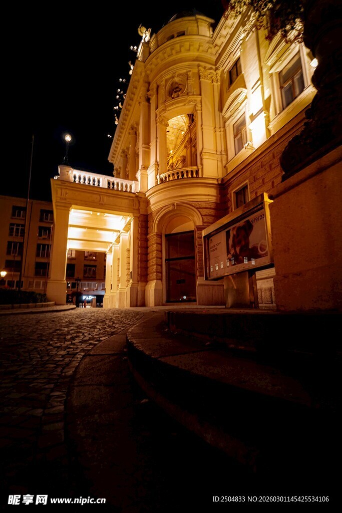 夜晚璀璨的古典建筑