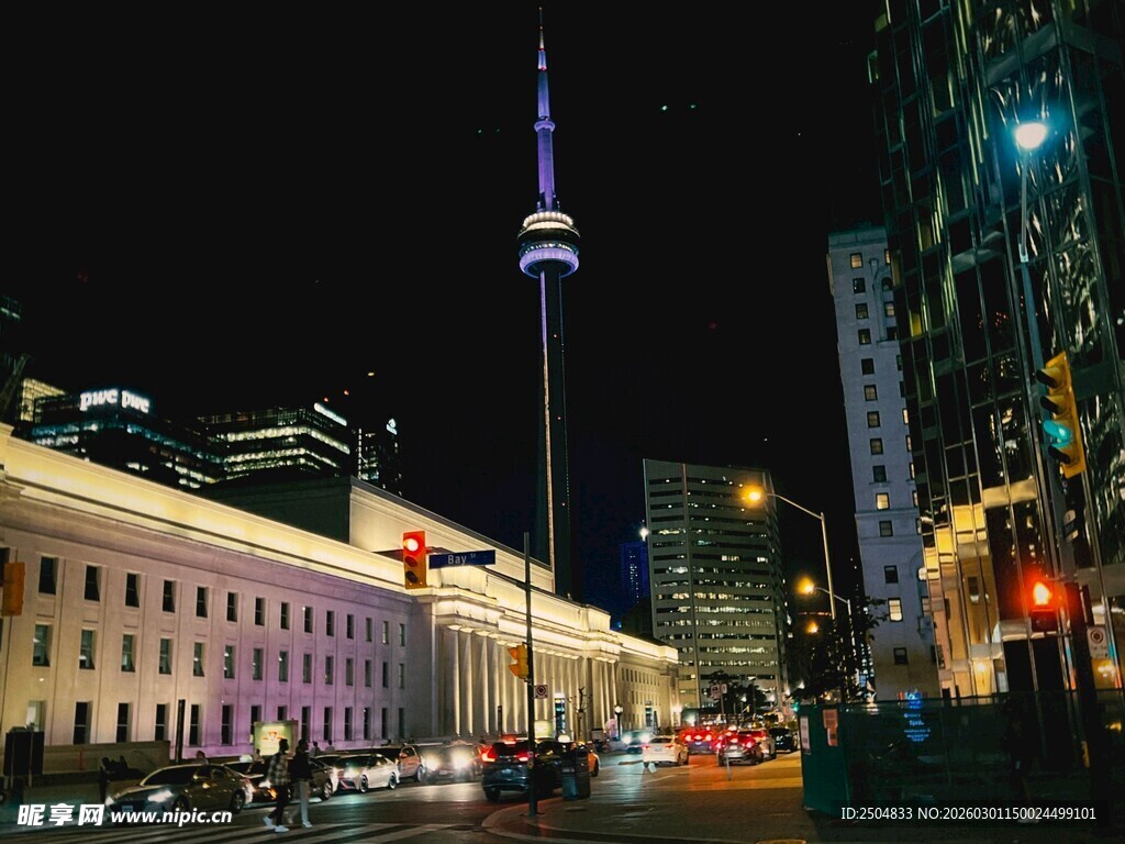 多伦多夜晚城市街景