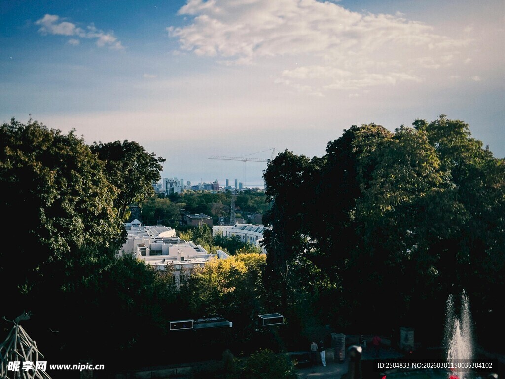 俯瞰绿树环绕的景致