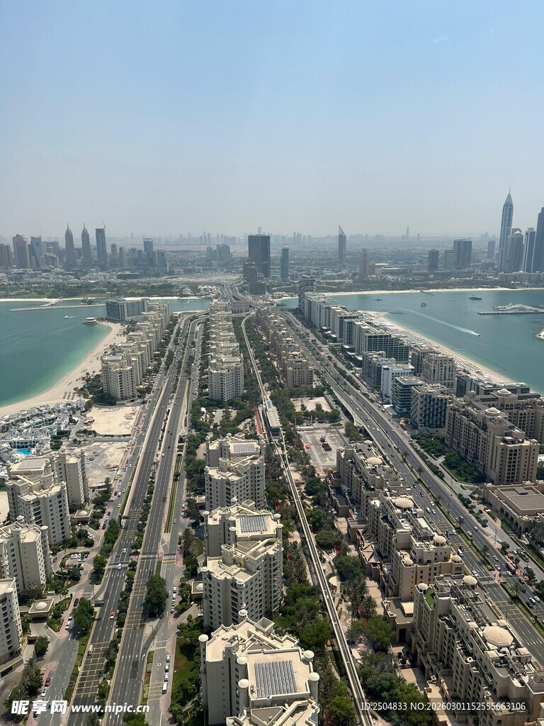 迪拜城市景观俯瞰图